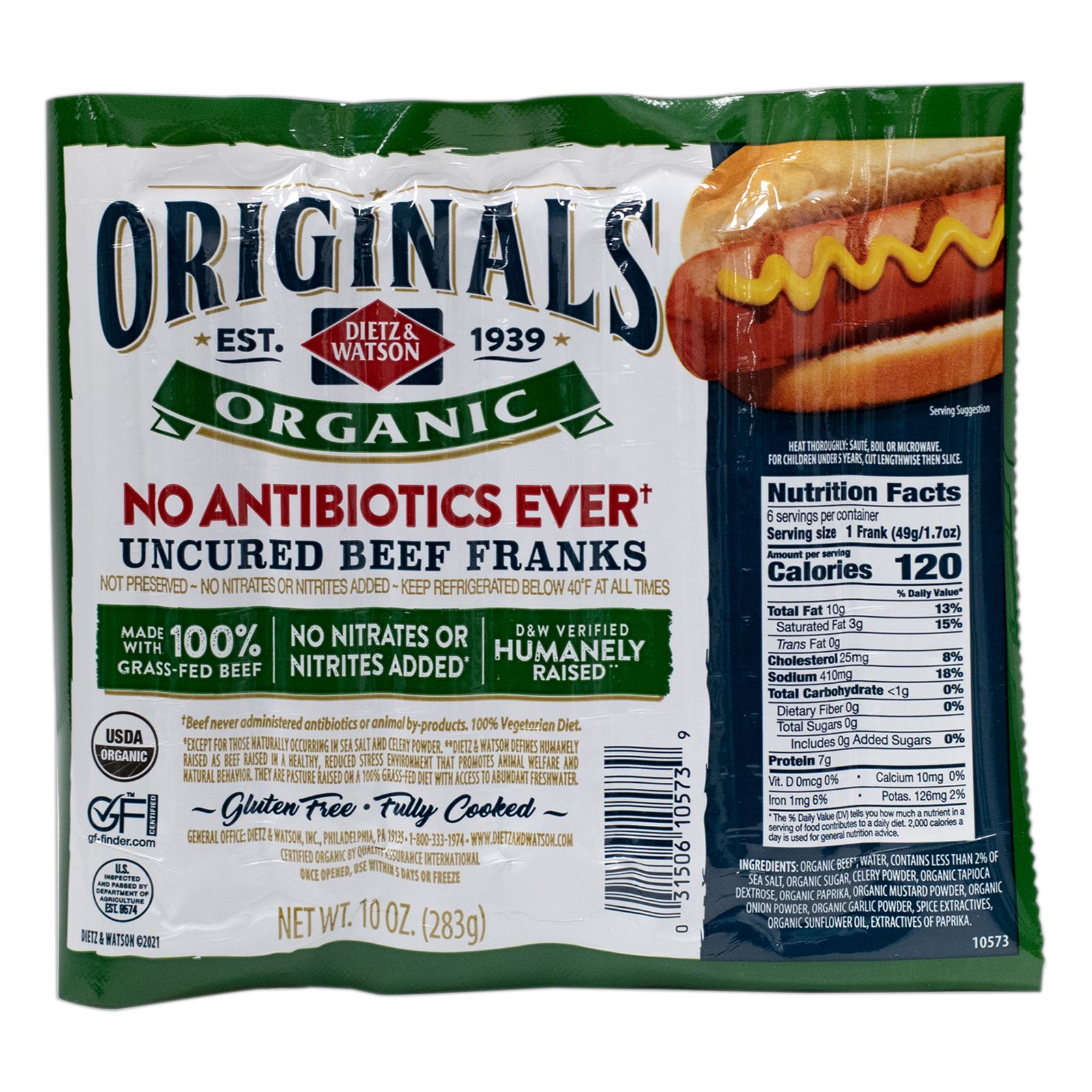 Products - Hot Dogs - The Great Organic Beef Hot Dog - 10oz - Applegate