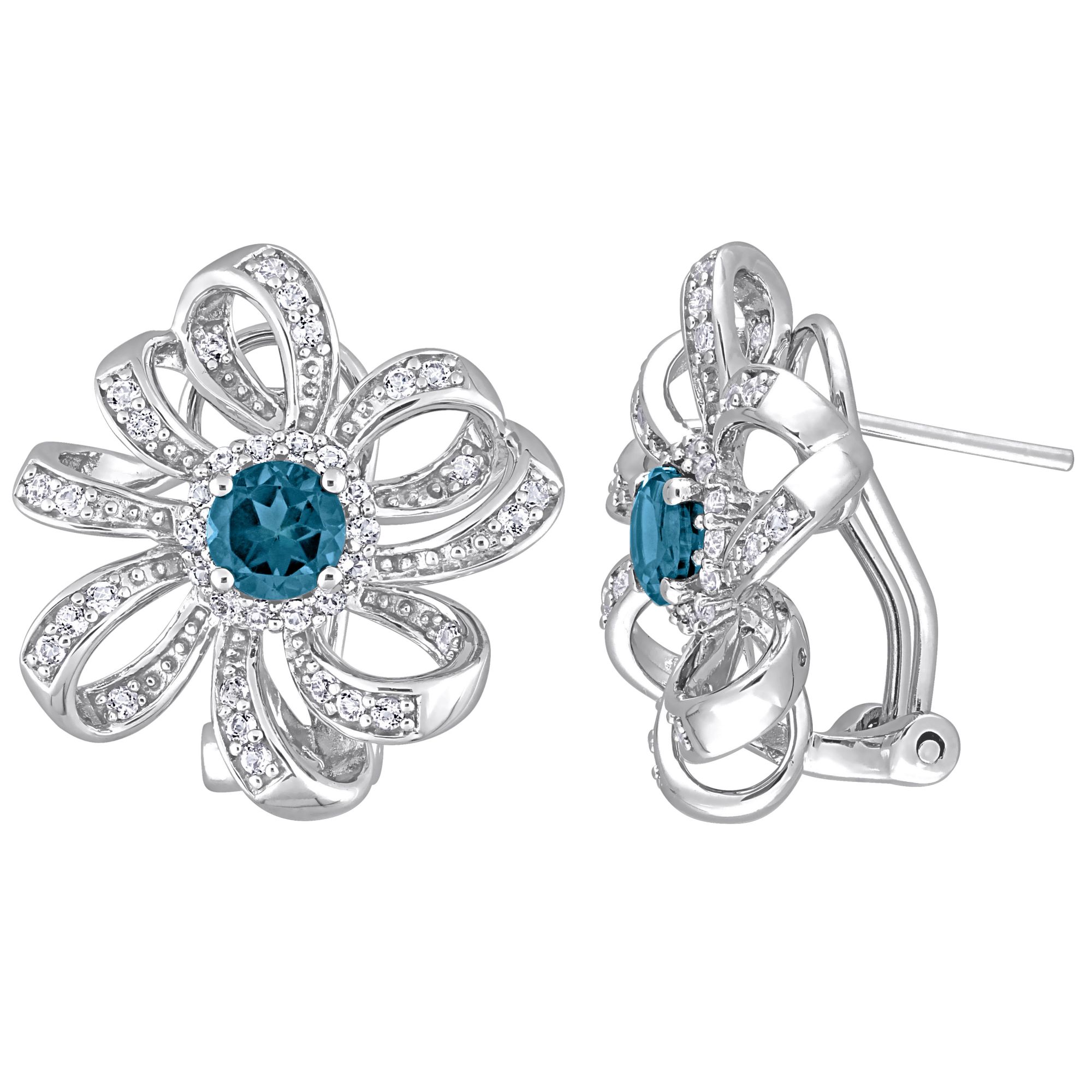 Blue topaz deals flower earrings