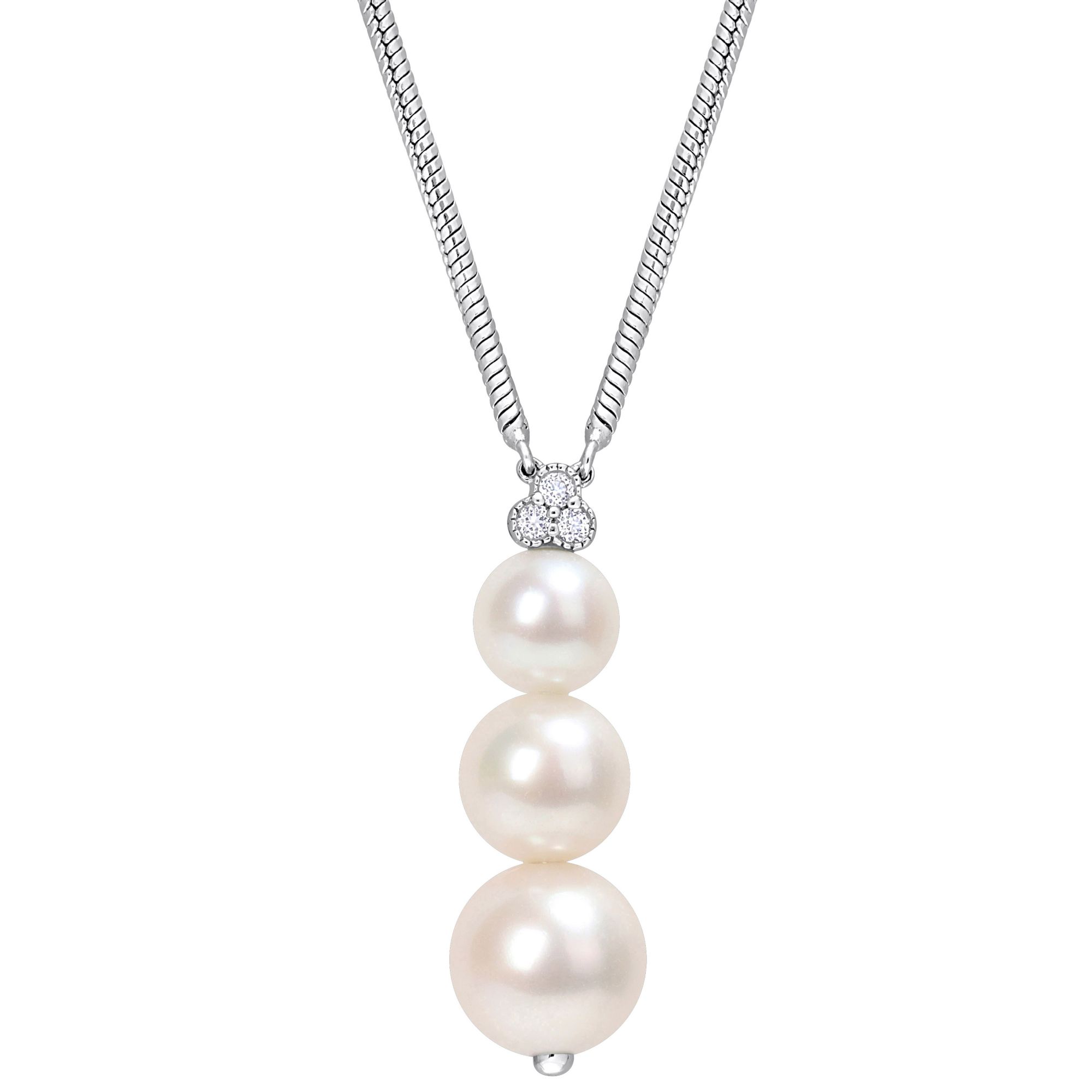 Double Strand Pearl Necklace Graduated 7.5 to 10 MM in White Gold