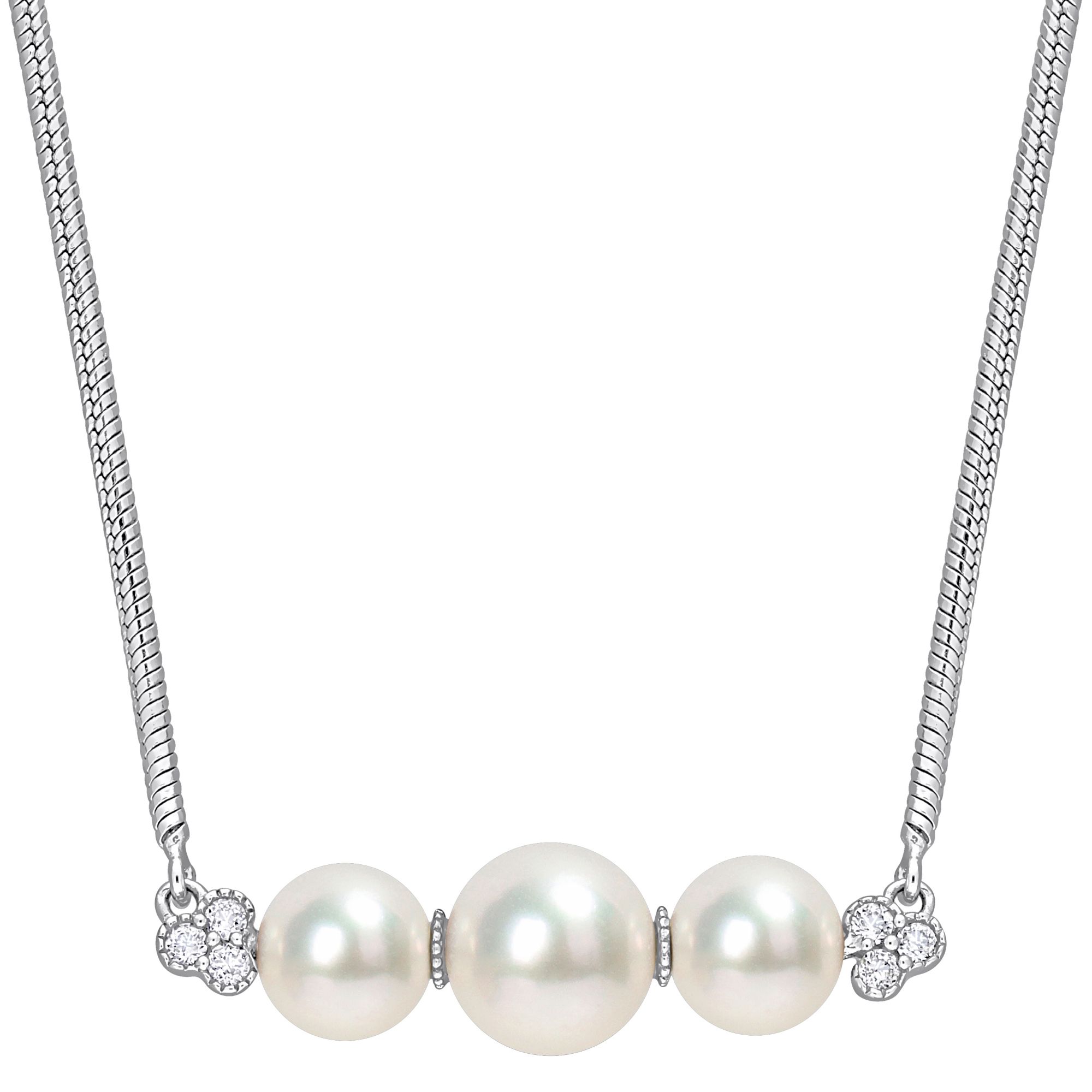 7.5-8mm Cultured Freshwater Pearl Necklace in Sterling Silver - 18 - White