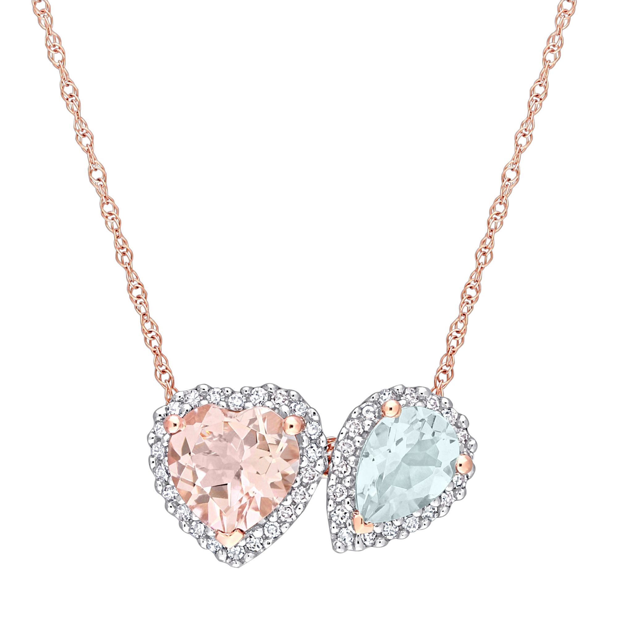 4/5 ct. t.w. Morganite and Diamond Accent Pendant in 10k Rose Gold