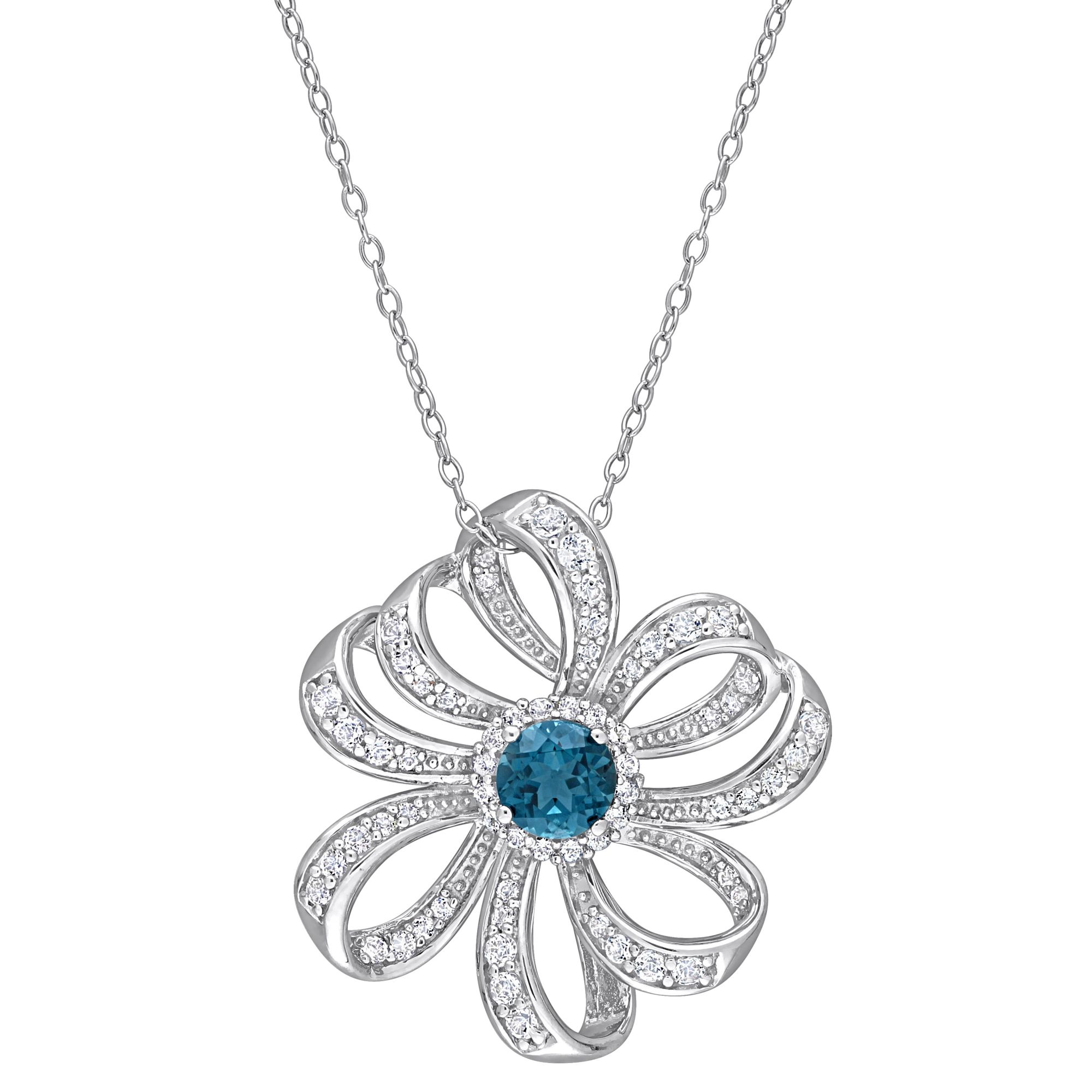 Blue topaz sale flower necklace