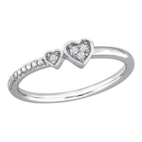 0.04 ct. t.w. Diamond Accent Double Heart Promise Ring in Sterling Silver