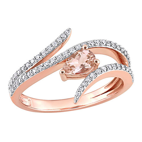 0.37 ct. t.g.w. Morganite and 0.25 ct. t.w. Diamond Wrap Ring in 10k Rose Gold