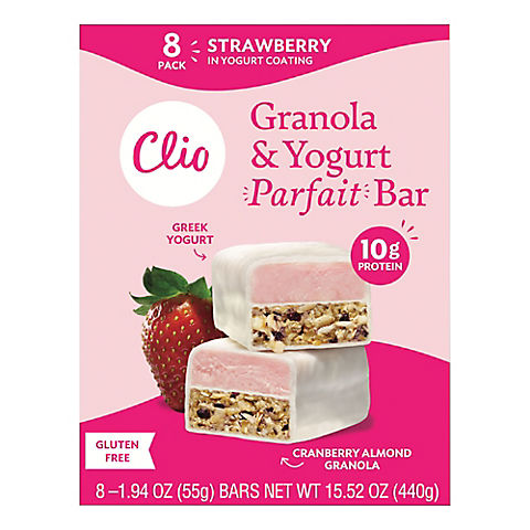 Clio Strawberry Granola and Yogurt Parfait Bar, 8 ct.