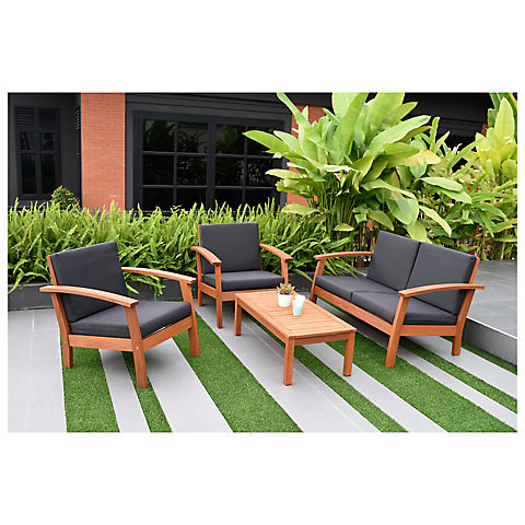 Amazonia 4pc Outdoor Patio Panker Seating Set - Black Cushions