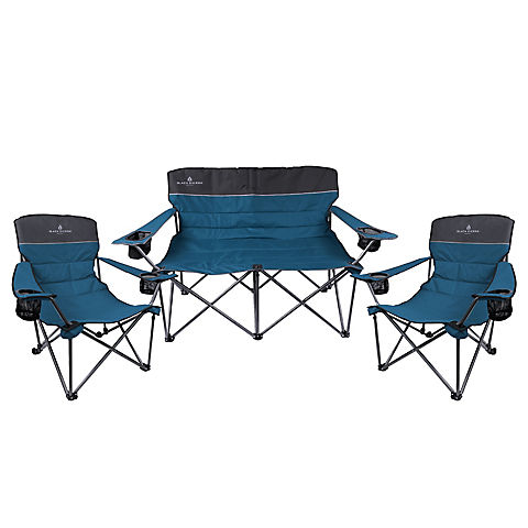 Black Sierra Campfire 3-Pc. Conversation Set for 4 - Blue with Black