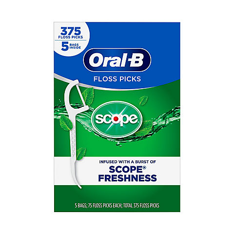 Oral-B Burst of Scope Floss Picks, Fresh Mint, 375 ct.