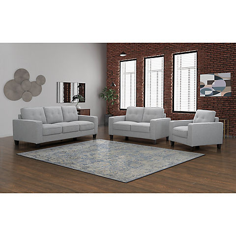Abbyson Living Mason 3 Pc. Fabric Sofa Set - Gray