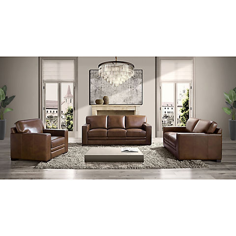 Abbyson Living Amelia 3 Pc. Leather Sofa set - Brown