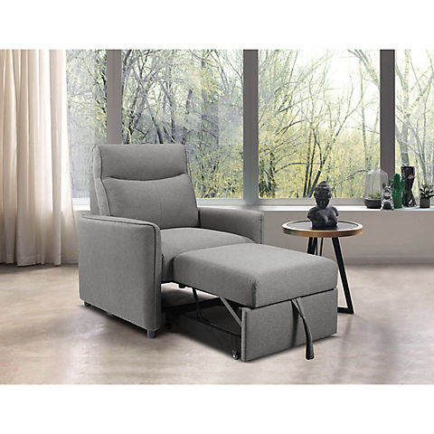 Abbyson Living Harlan Fabric Chair with Pullout Ottoman