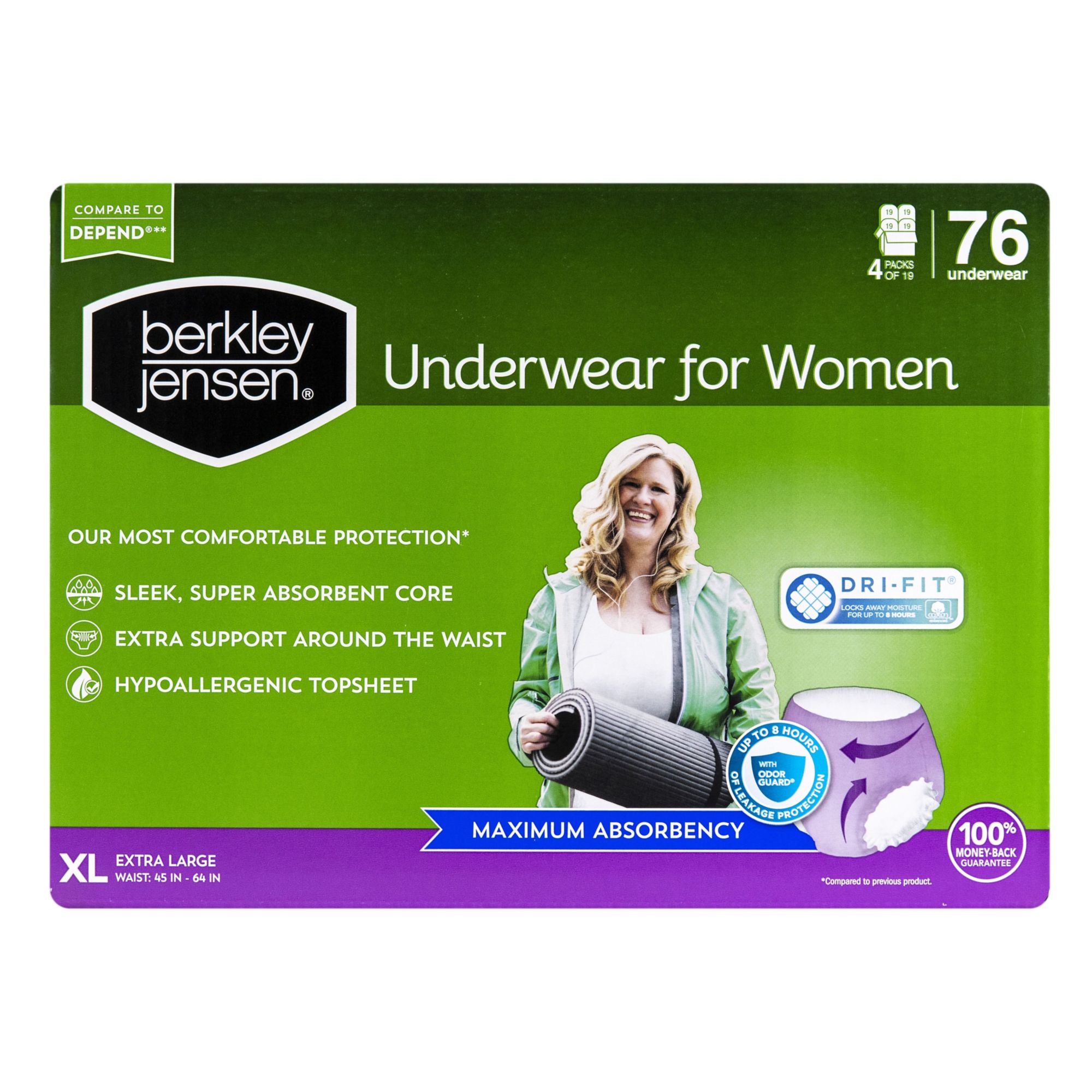 Berkley Jensen Women Incontinence Underwear, XL, 76 ct.