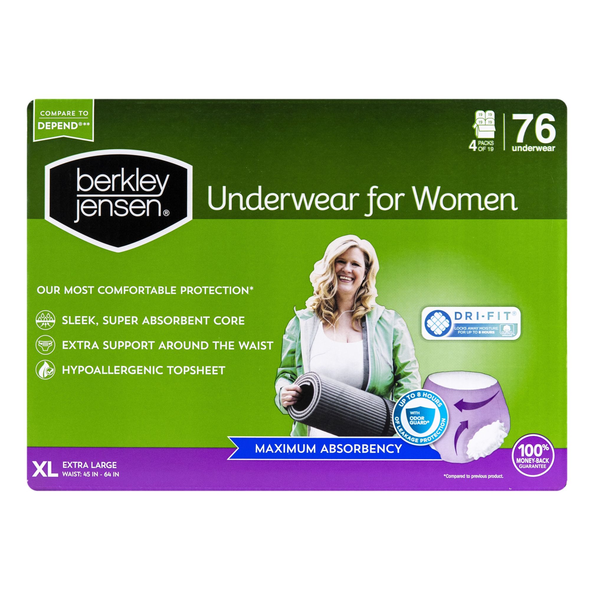 Depend Fresh Protection Adult Incontinence Underwear for Women, Maximum, S,  Blush, 80Ct 