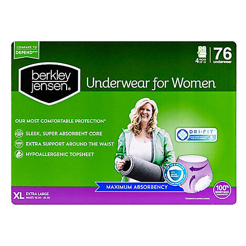 Berkley Jensen Incontinence Underwear for Women - XL, 76 ct.