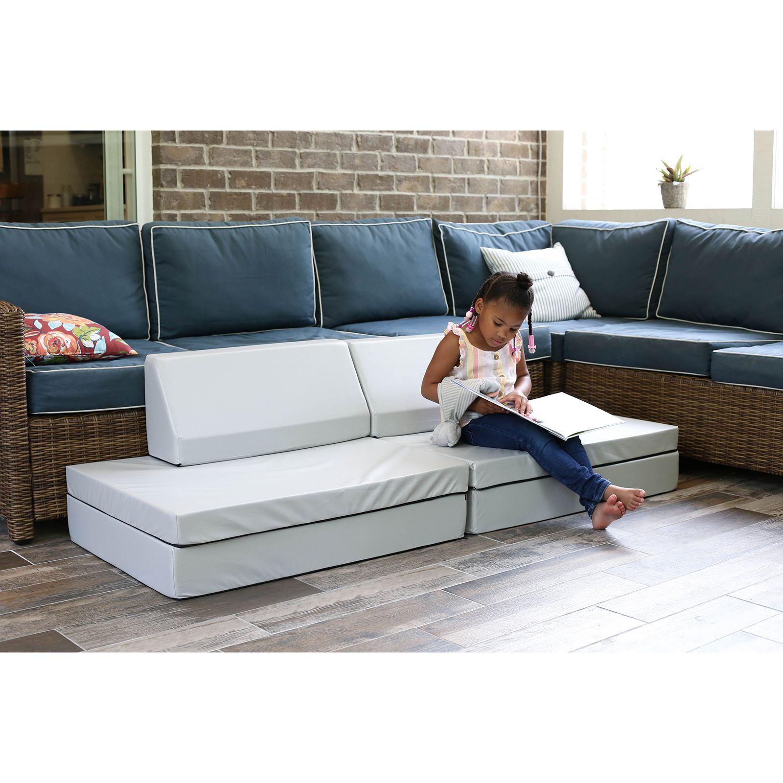 Foamnasium Blocksy + Play Couch, Performance Heathered Basketweave