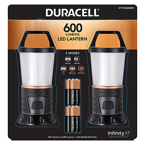 Duracell LED 600 Lumen 360° or 180° Lantern with 5 Light Modes, 2 pk.