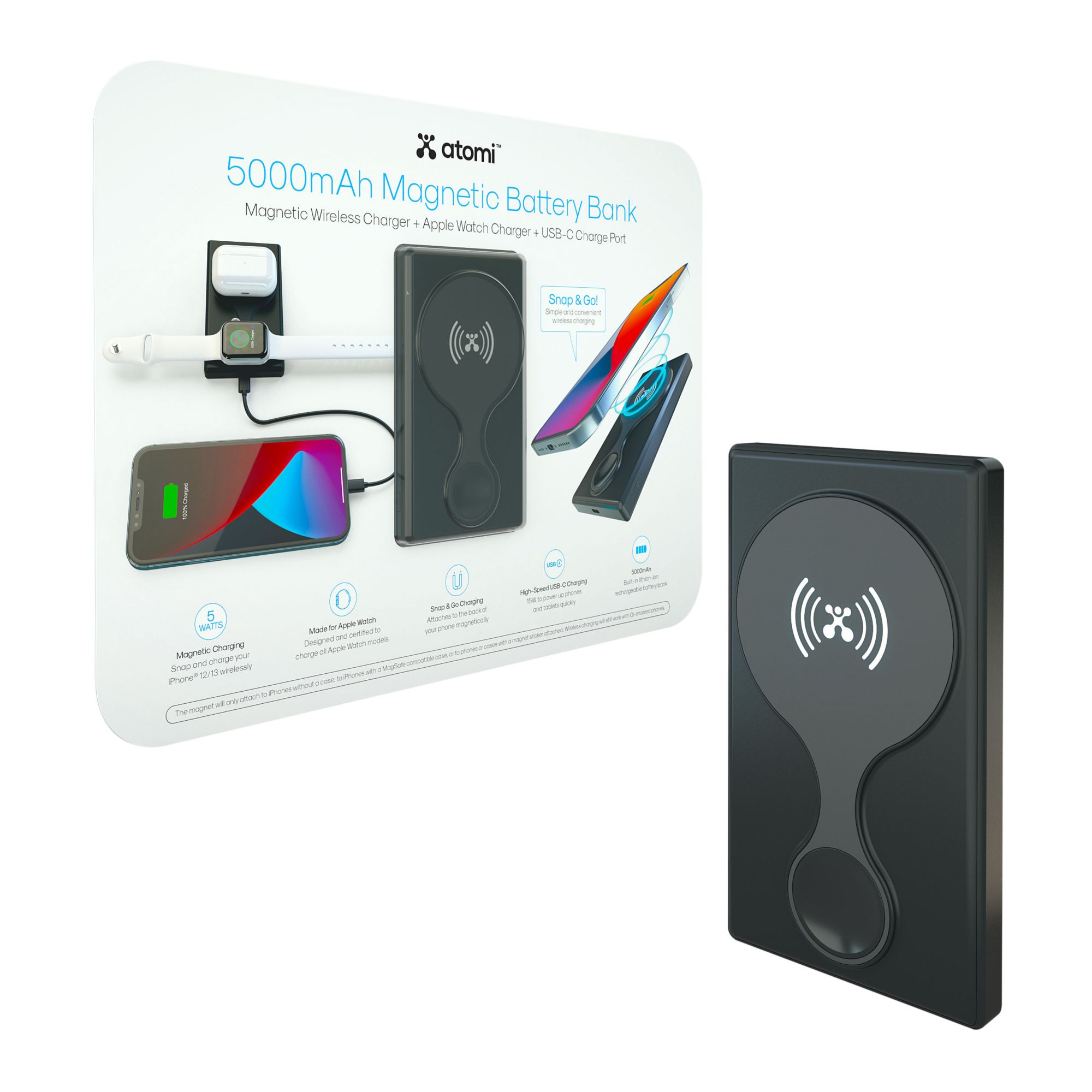 Atomi 5000mAh Mini Wireless Charger BJ s Wholesale Club