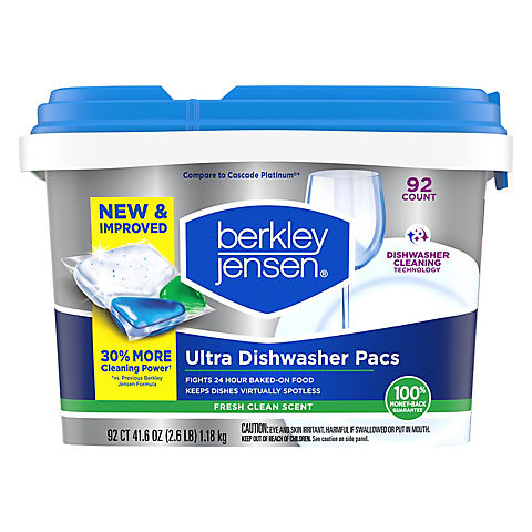 Berkley Jensen Ultra 4-in-1 Dishwasher Detergent Pacs, 92 ct. - Fresh Clean Scent