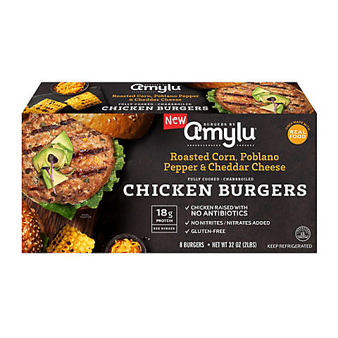 Amylu Cheddar Chicken Burgers, 8ct/4oz.
