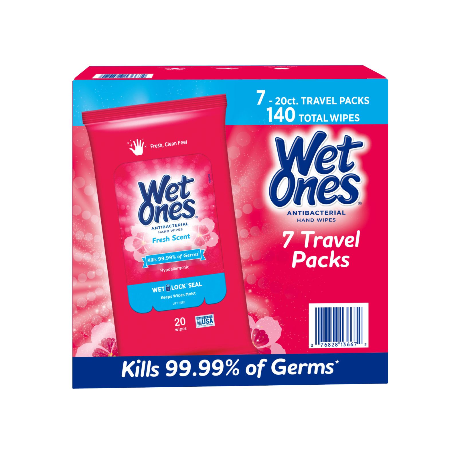 Wet Ones Fresh Scent Antibacterial Travel Pack Hand Wipes, 24 ct