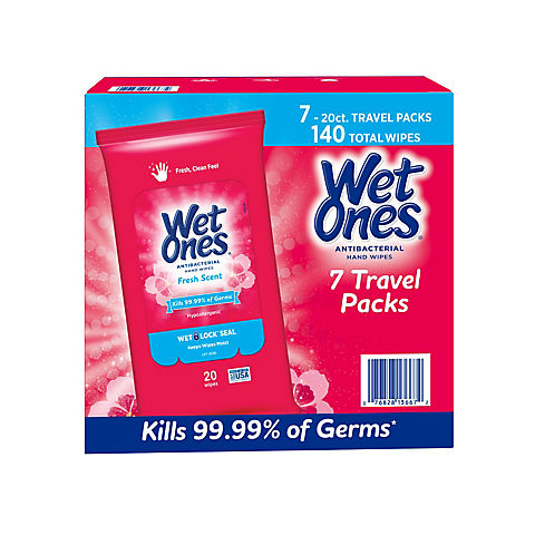 Wet Ones Antibacterial Hand Wipes Fresh Scent Travel Pack, 7 ct.