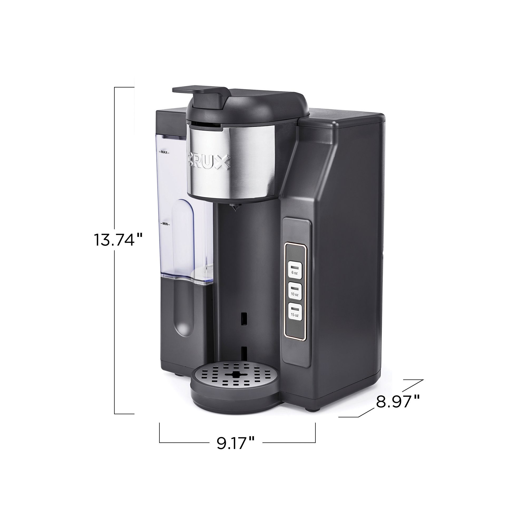 CRUX Single Serve Coffee Maker with Water Tank Black