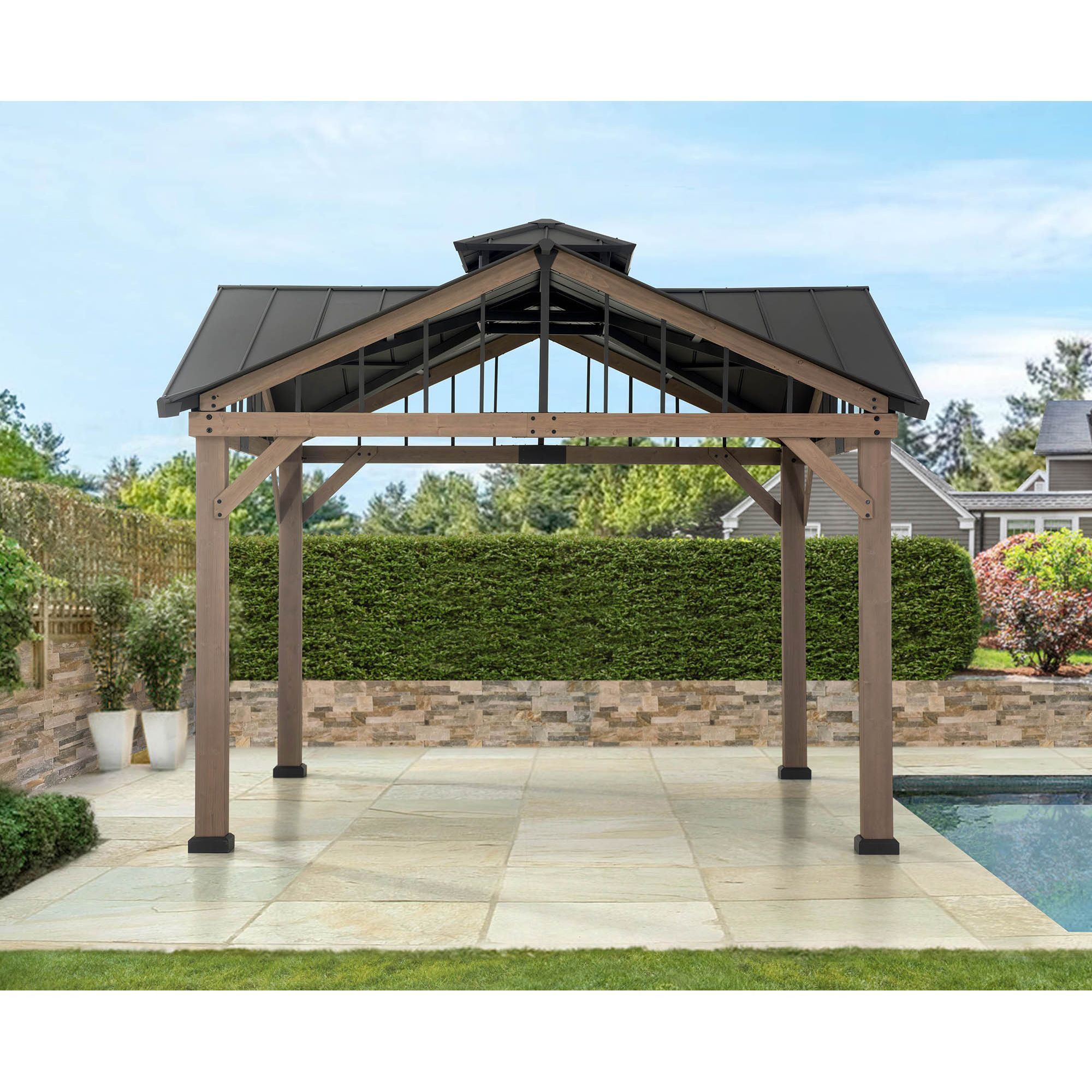 12 X 10 Wood Gazebo With Aluminum Roof Yardistry