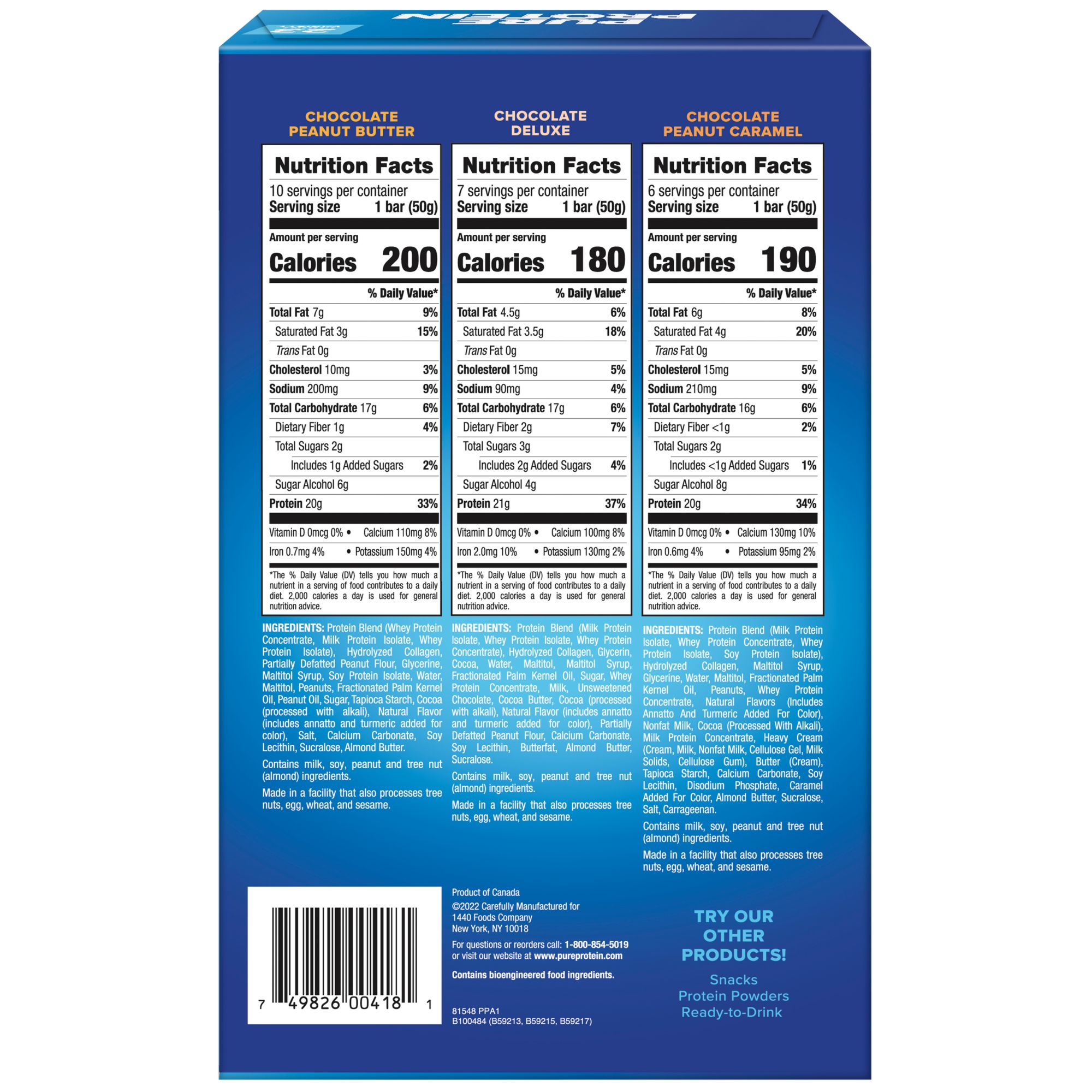 Pure Protein Bars Chocolate Variety Pack, 23 ct.