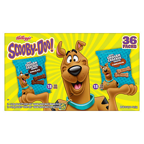 Kellogg's Scooby-Doo! Graham Cracker Sticks, Lunch Snacks, Made with Whole Grain in Variety Pack, 36 oz. Box