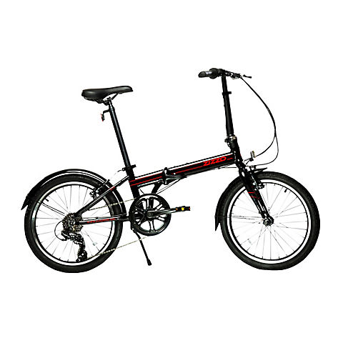 Zizzo Via Lightweight 20" 7-Speed Aluminum Folding Bicycle - Black