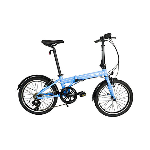 Zizzo Via Lightweight 20" 7-Speed Aluminum Folding Bicycle - Blue