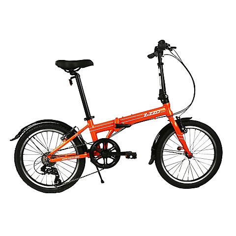 Zizzo Via Lightweight 20" 7-Speed Aluminum Folding Bicycle - Orange