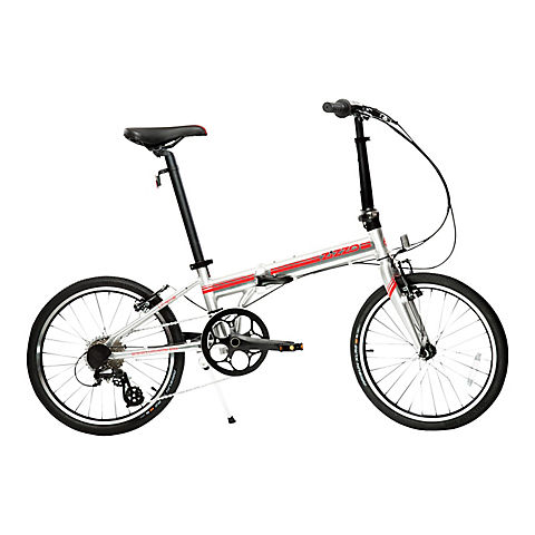Zizzo Liberte Ultra-Lightweight 20" 8-Speed Aluminum Folding Road Bicycle - Silver Red