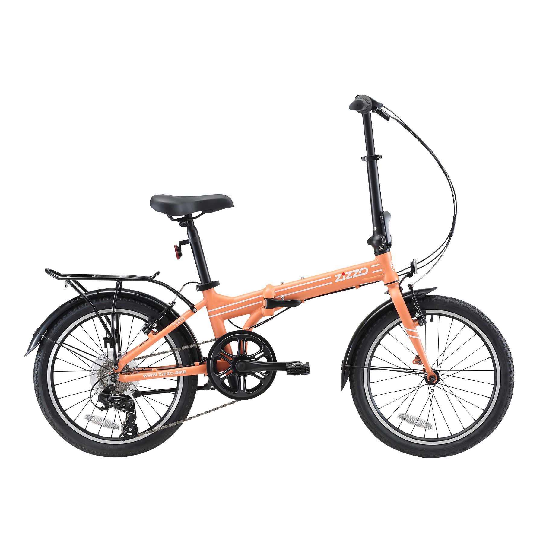 Zizzo Forte 7-Speed Aluminum Folding Bicycle - Coral