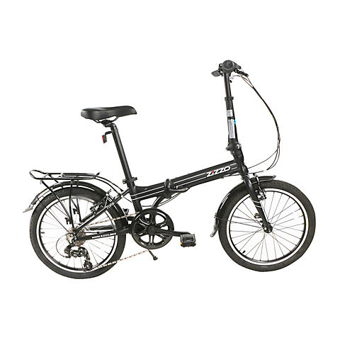 Zizzo Forte Heavy Duty 7-Speed Aluminum Folding Bicycle - Black