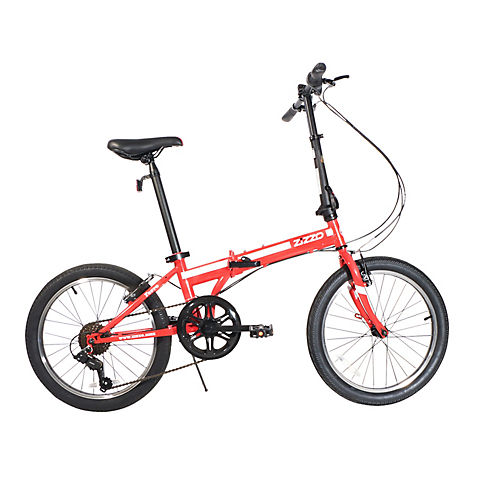 Zizzo Ferro 7-Speed HT Steel Folding Bike - Red