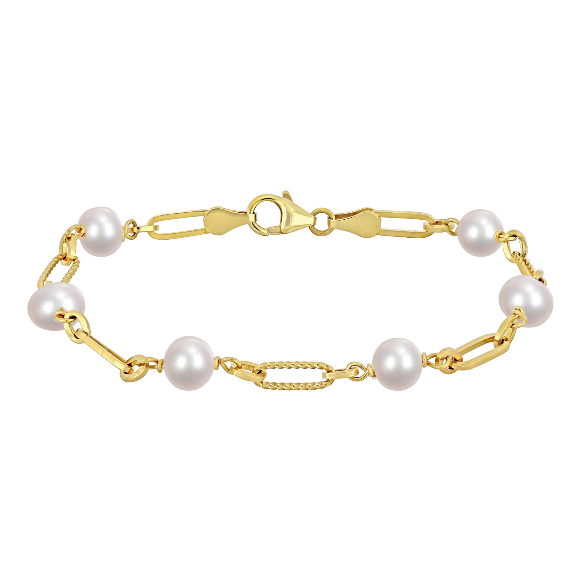 Ball and Oval Link Bracelet in 10kt Yellow Gold