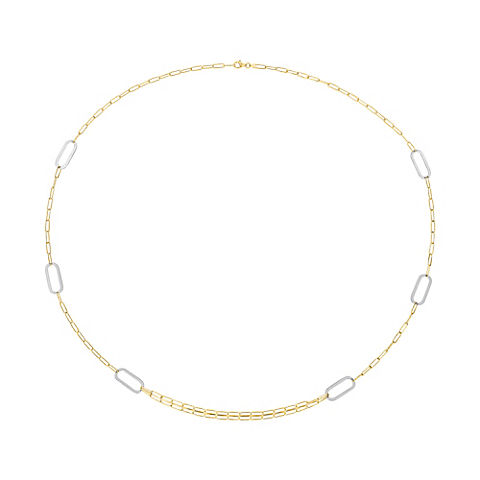 Paperclip Chain Necklace in 18k 2-Tone Gold Plated Silver