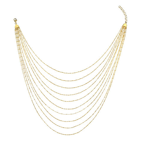 Multi-Strand Chain Necklace in 18k Gold Plated Silver