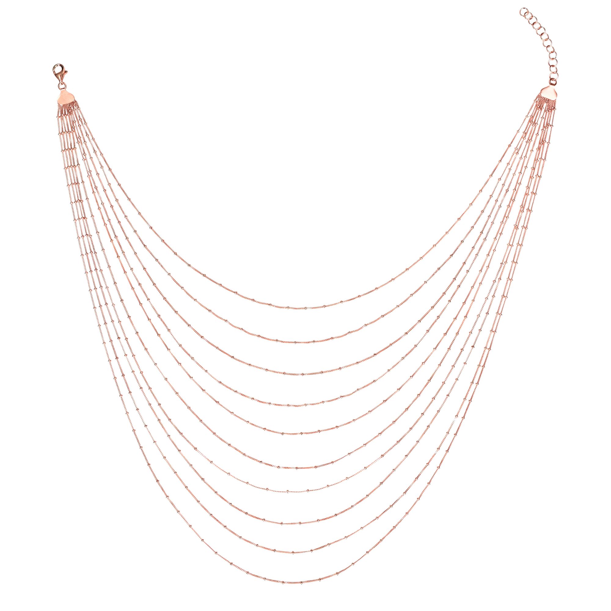 Paperclip Multi-Strand Chain Necklace in Gold Plated Silver