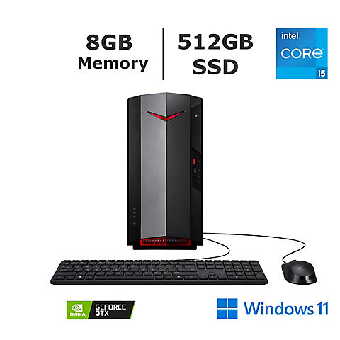 Acer Nitro 50 N50-620-UA14 Desktop, Intel Core i5-11400F Processor, 8GB Memory, 512GB SSD, GeForce GTX 1650 Graphics