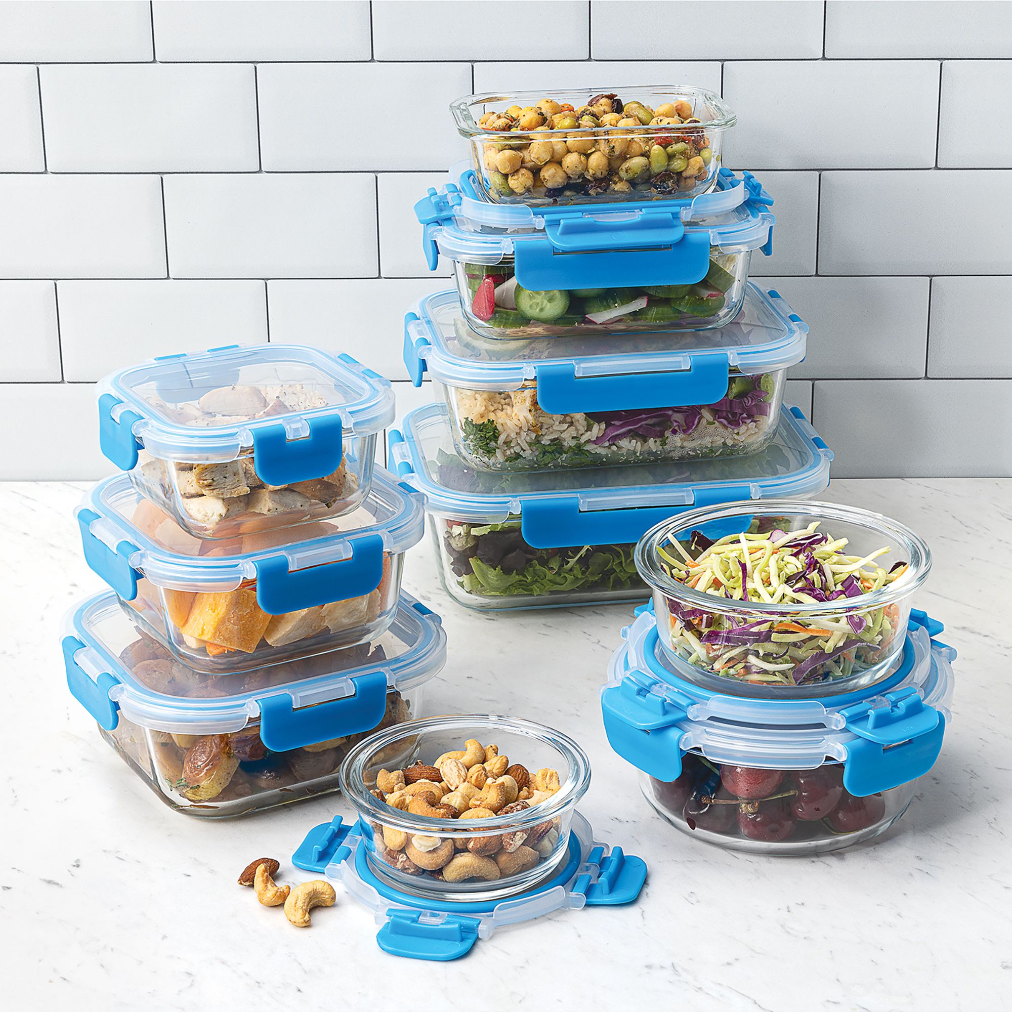 Berkley Jensen 20 pc. Glass Food Storage Set with Airtight Locking Lids