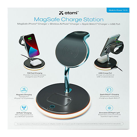 Atomi 3-in-1 Charge Station with Magsafe and Wireless Charging