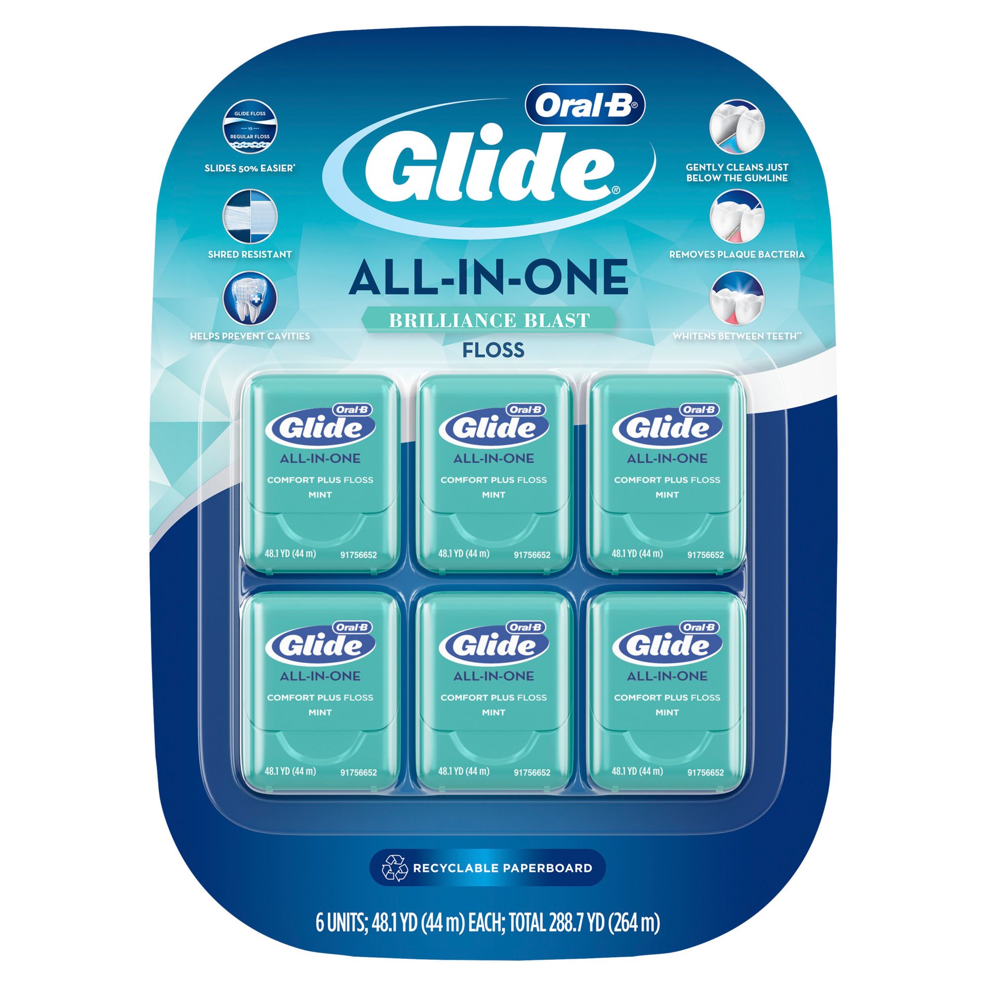 Oral-B Glide Dental Floss All-in-One Brilliance Blast, 6 pk.