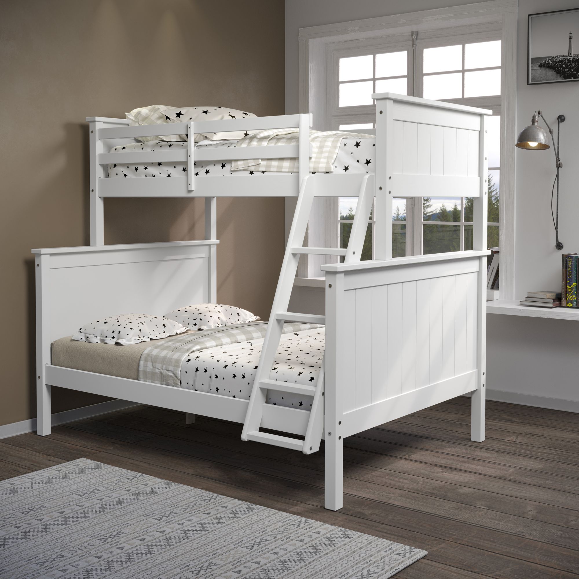 White wood bunk beds twin 2024 over twin