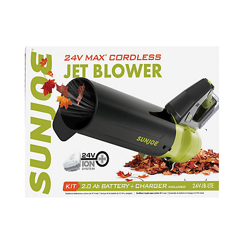 Sun Joe 24V-JB-LTE 24V iON+ Cordless Turbine Jet Blower with 2.0-Ah Battery and Charger