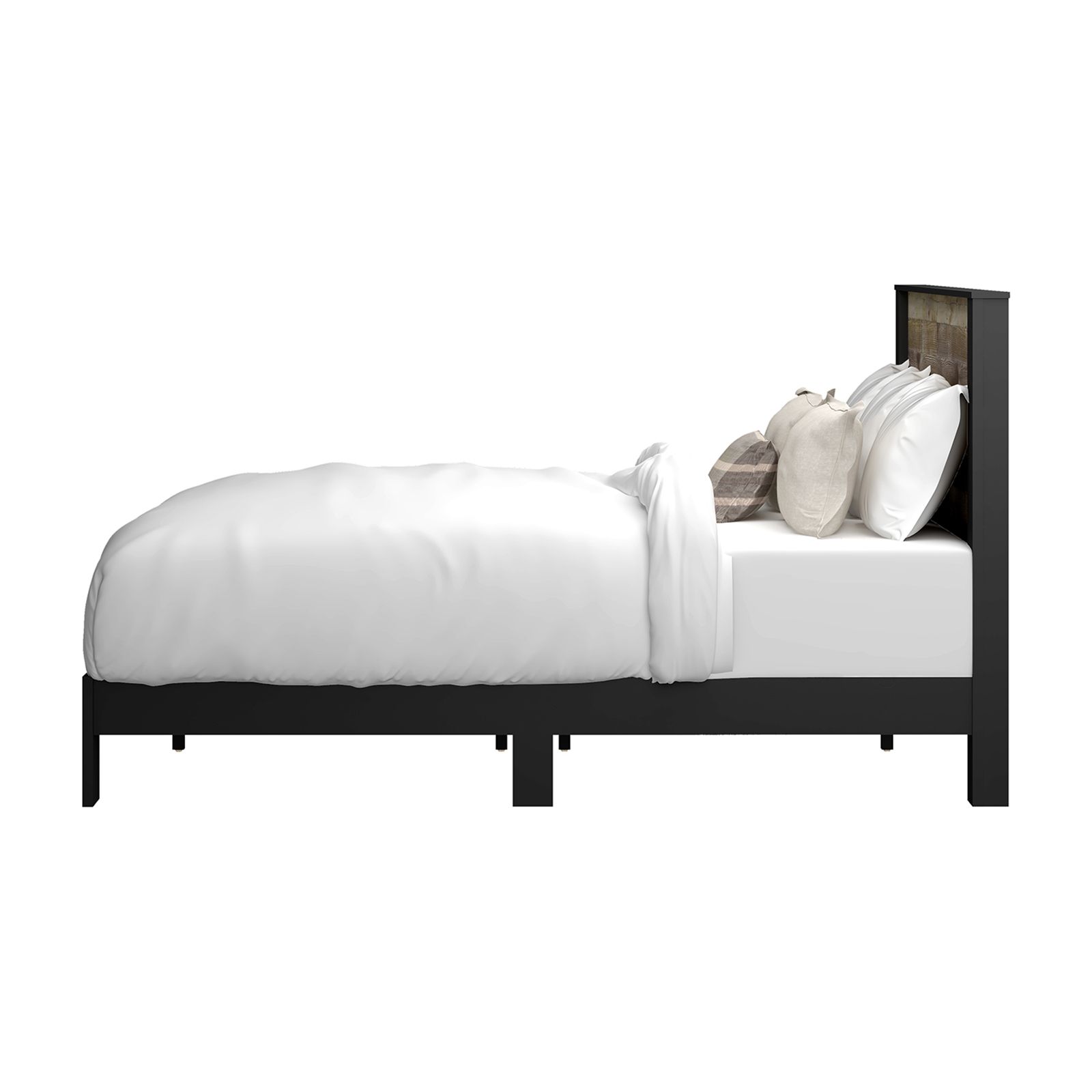 Living Essentials by Hillsdale Bezza Queen Platform Bed, Knotty Oak and Matte Black