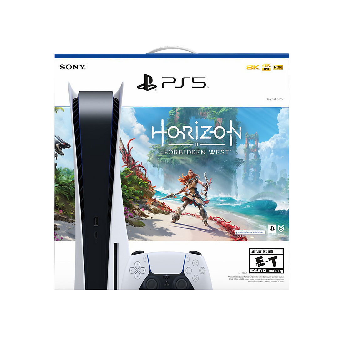 Sony PlayStation 5 Console Bundle with Two (2) PS5 White Wi-Fi Controllers  and Horizon Forbidden West