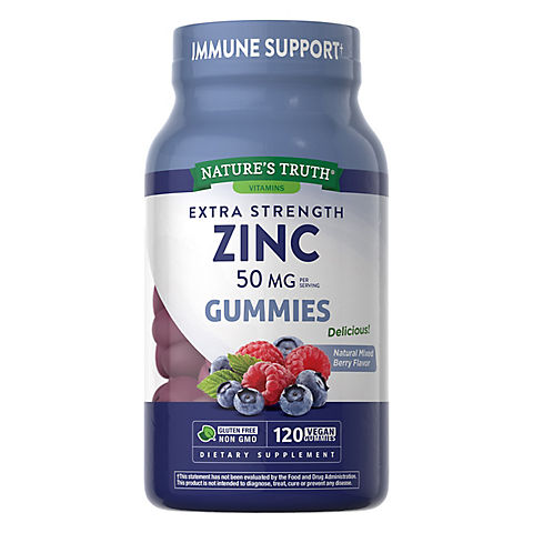 Nature's Truth Zinc Gummies, Extra Strength, Mixed Berry Flavor, 120 ct./50mg