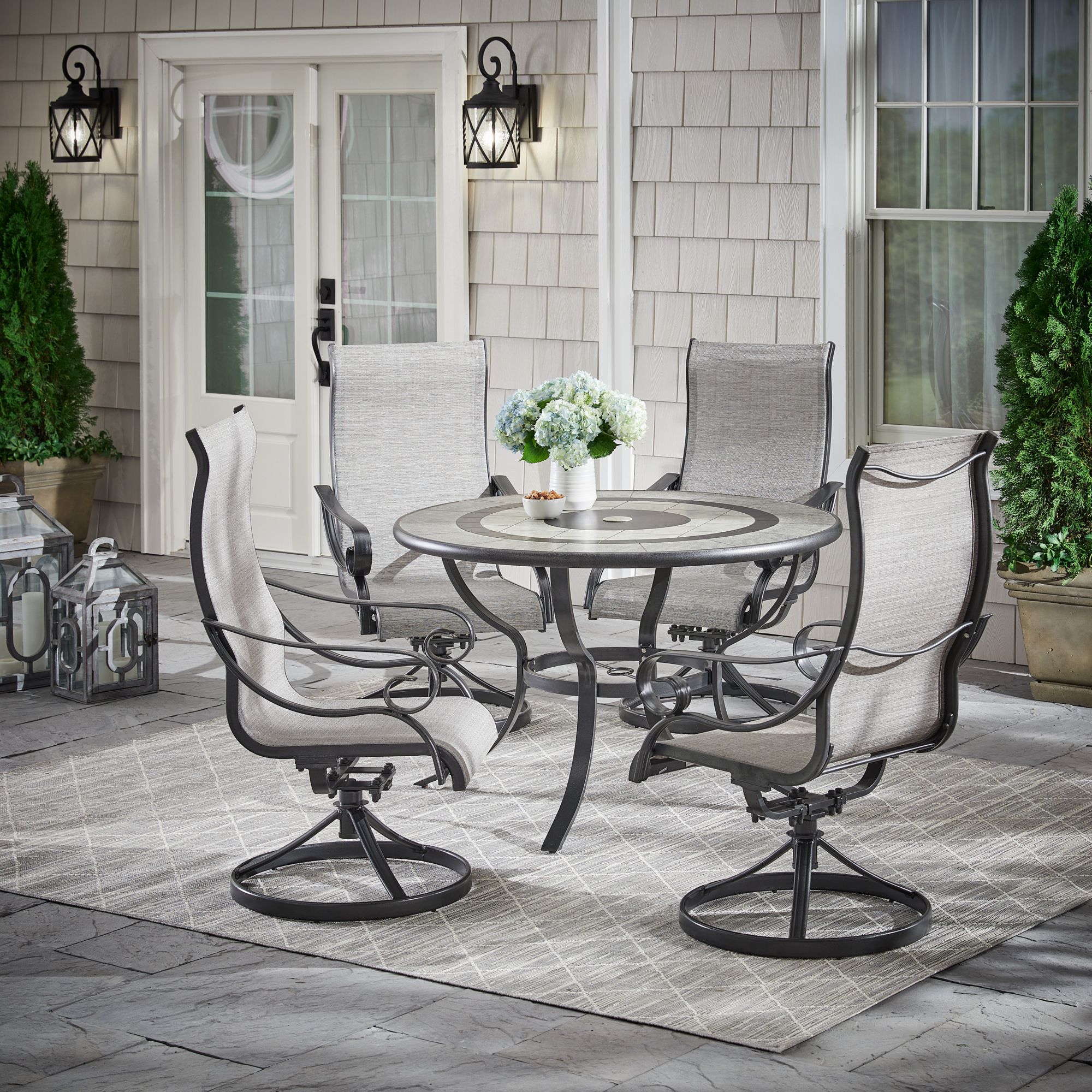 besteden onderzeeër mogelijkheid Berkley Jensen Rowley 5-Piece Round Sling Dining Set - Gray - BJs Wholesale  Club